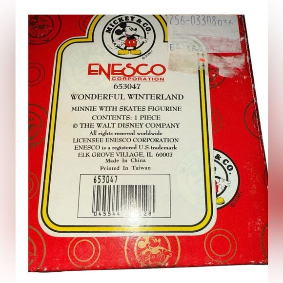 Vintage Disney Enesco Wonderful Winterland Minnie Mouse Skates Figurine Box New - Picture 4 of 5